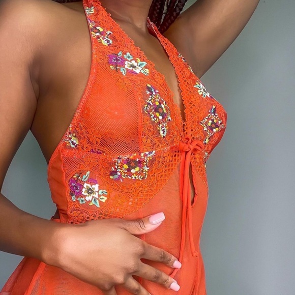 Savage X Fenty Other - Spiced Orange Dainty Doll Dolled Up Lace Teddy